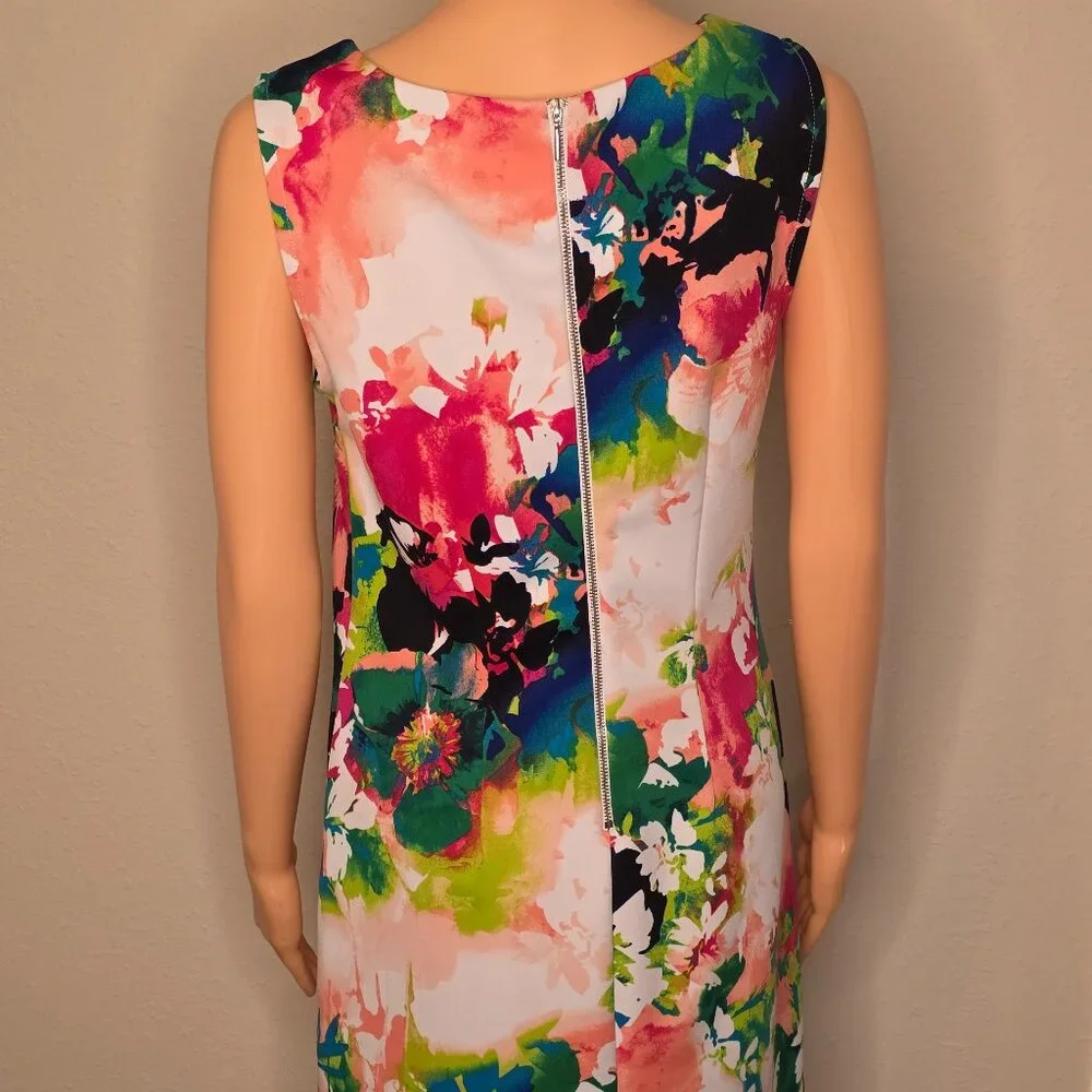 Worthington Abstract Floral Print Sleeveless Dress, Size Small - Picture 2 of 7